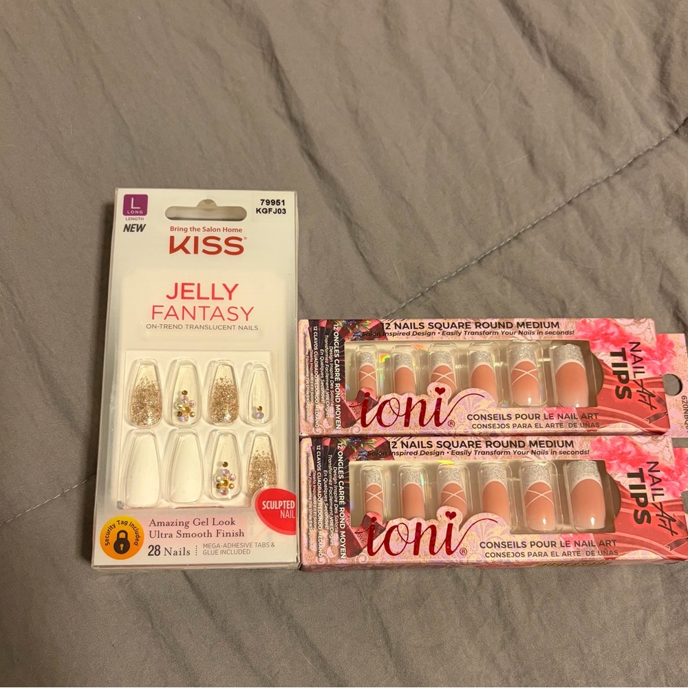 Kiss Jelly Fantasy Press-On Nails - Glitter and White